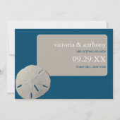 Sand-Dollar Ocean Blue Beach Hochzeit Save the Dat Date (Vorderseite)
