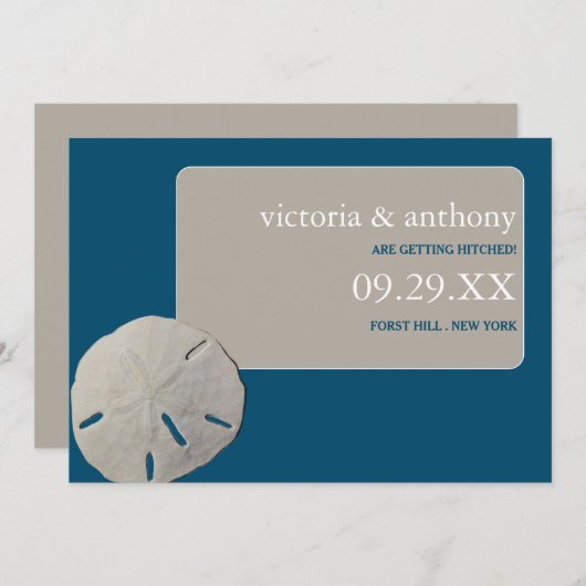 Sand-Dollar Ocean Blue Beach Hochzeit Save the Dat Save The Date (Vorne/Hinten)
