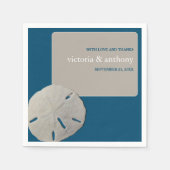 Sand Dollar, Ocean Blue Beach Hochzeit Serviette (Vorderseite)