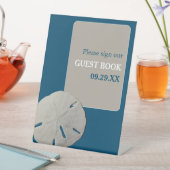 Sand Dollar, Ocean Blue Beach Hochzeit Sockelschild (In Situ)