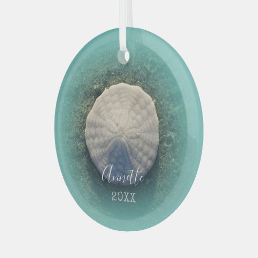 Sand Dollar Ornament Aus Glas (Vorderseite links)