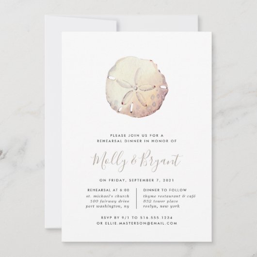 Sand Dollar Probe Dinner Einladung (Vorderseite)