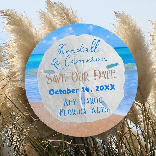 Sand Dollar Round Save the Date Cards Einladung