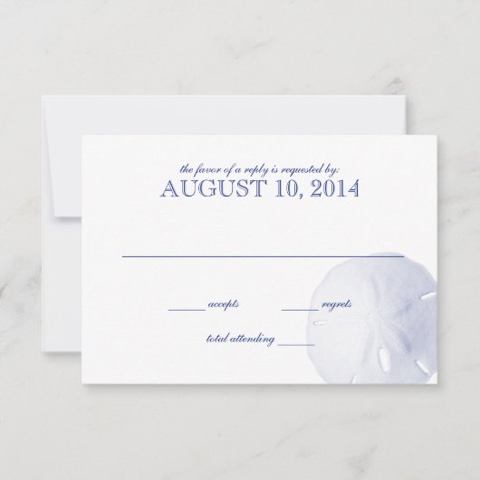 Sand Dollar Royal Blue Wedding RSVP (Vorderseite)