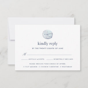 Sand Dollar RSVP Card mit Wahlmöglichkeit Karte