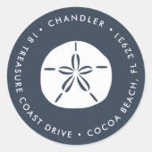 Sand-Dollar-Rücksendeadresse Runder Aufkleber (Vorderseite)