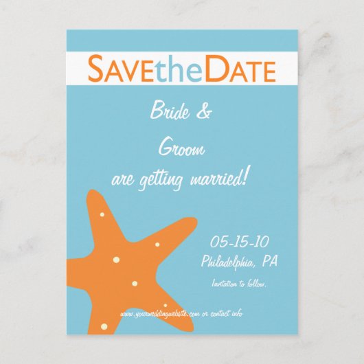 Sand Dollar Save the Date Ankündigungspostkarte (Vorderseite)