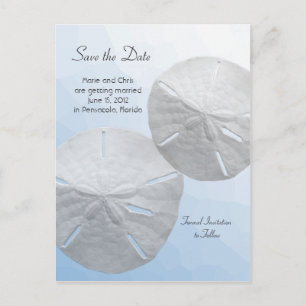 Sand Dollar Save the Date Beach Theme Wedding Ankündigungspostkarte