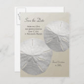 Sand Dollar Save the Date Beach Theme Wedding Ankündigungspostkarte (Vorne/Hinten)