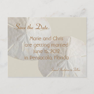 Sand Dollar Save the Date Beach Theme Wedding Ankündigungspostkarte
