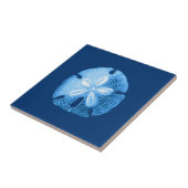 Sand Dollar Sea Life Print, Indigoblau und Weiß Fliese (Seite)
