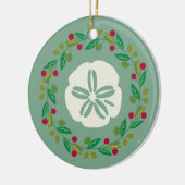 Sand Dollar Seashell Christmas Wreath Keramik Ornament (Links)