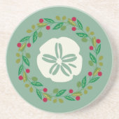 Sand Dollar Seashell Weihnachtskranz Getränkeuntersetzer (Vorne)