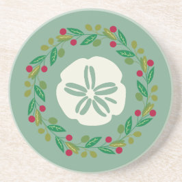 Sand Dollar Seashell Weihnachtskranz Getränkeuntersetzer