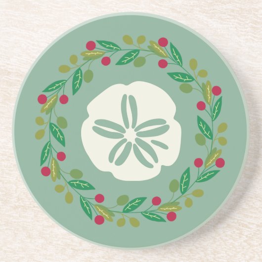 Sand Dollar Seashell Weihnachtskranz Getränkeuntersetzer (Vorne)