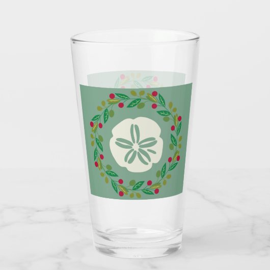 Sand Dollar Seashell Weihnachtskranz Glas (Rückseite)