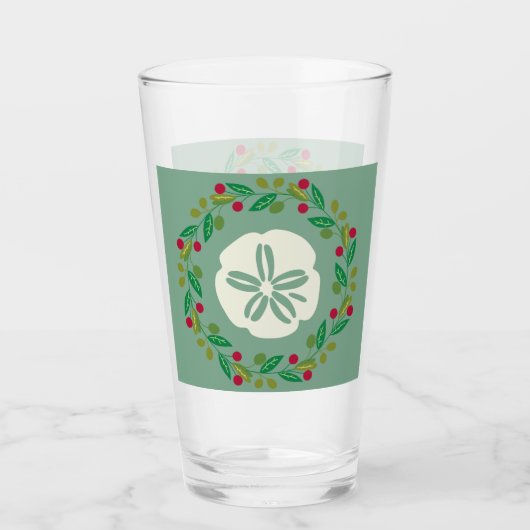 Sand Dollar Seashell Weihnachtskranz Glas (Vorderseite)