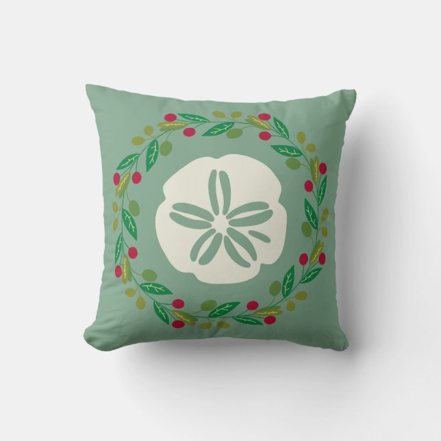 Sand Dollar Seashell Weihnachtskranz Kissen (Vorderseite)
