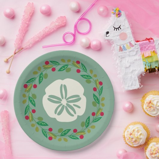 Sand Dollar Seashell Weihnachtskranz Pappteller (Party)