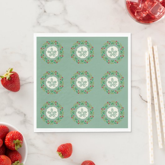Sand Dollar Seashell Weihnachtskranz Serviette (Beispiel)