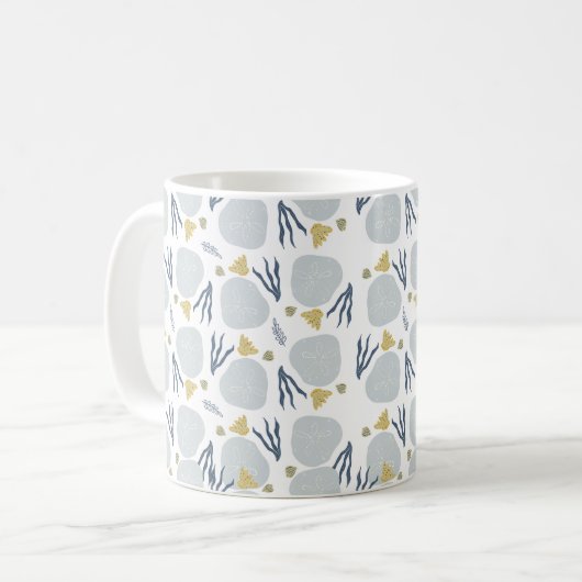 Sand Dollar Seashells Beach Pattern Beach Kaffeetasse (Vorderseite Links)