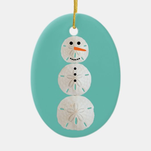 Sand Dollar Snowman Keramik Ornament (Vorne)