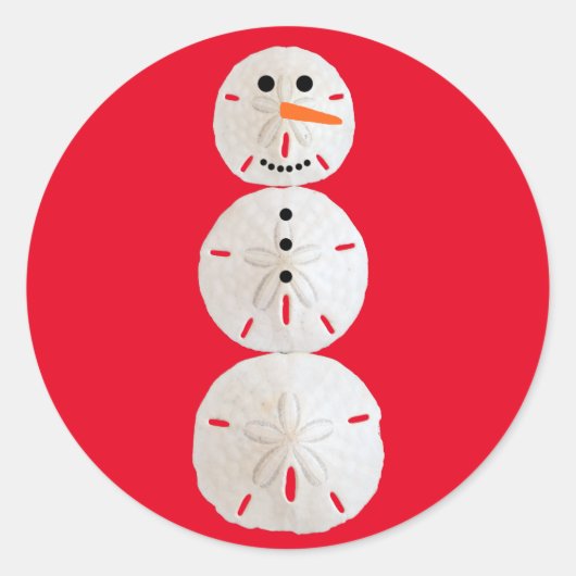 Sand Dollar Snowman Runder Aufkleber (Vorderseite)