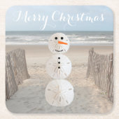 Sand Dollar Snowman Square Paper Untersetzer (Vorderseite)