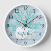 Sand Dollar Starfish Coastal Beach Name Uhr (Vorderseite)