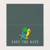 Sand Dollar, Starfish, Seepferd Save the Date Kart Visitenkarten (Außenseite Aufgefaltet)