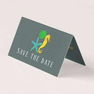 Sand Dollar, Starfish, Seepferd Save the Date Kart Visitenkarten