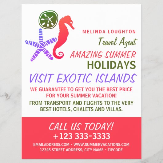Sand Dollar, Starfish, Seepferd, Travel Agent Flyer (Vorne)