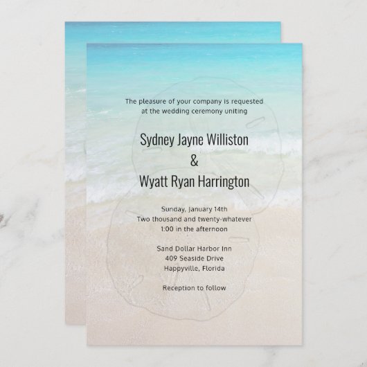 Sand Dollar Tropical Beach Einladung zur Hochzeit (Vorne/Hinten)