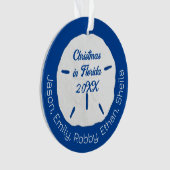 Sand Dollar Tropical Christmas Holiday Navy Ornament (Vorderseite)