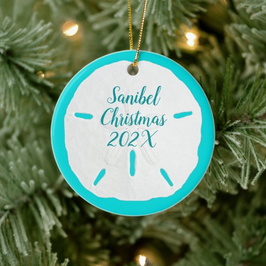 Sand Dollar Türkis Custom Beach Weihnachten Keramik Ornament (Baum)
