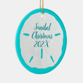 Sand Dollar Türkis Custom Beach Weihnachten Keramik Ornament (Rechts)