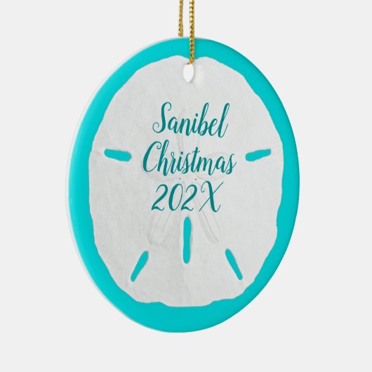 Sand Dollar Türkis Custom Beach Weihnachten Keramik Ornament (Rechts)