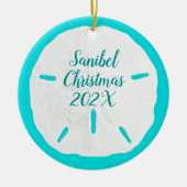 Sand Dollar Türkis Custom Beach Weihnachten Keramik Ornament (Vorne)