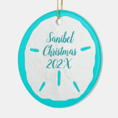 Sand Dollar Türkis Custom Beach Weihnachten Keramik Ornament (Links)