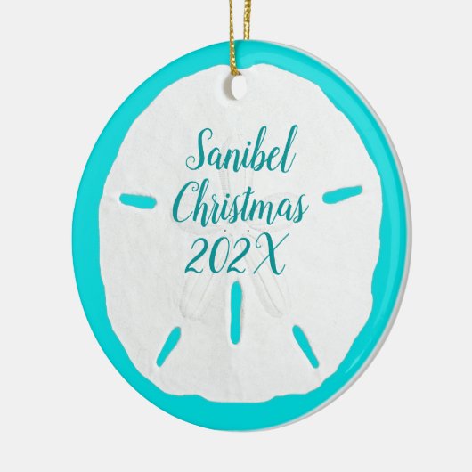 Sand Dollar Türkis Custom Beach Weihnachten Keramik Ornament (Links)