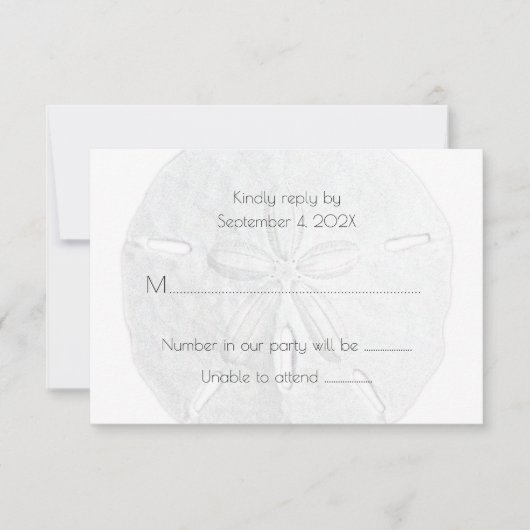 Sand Dollar UAWG Simple Neutral Beach Wedding RSVP Karte (Vorderseite)