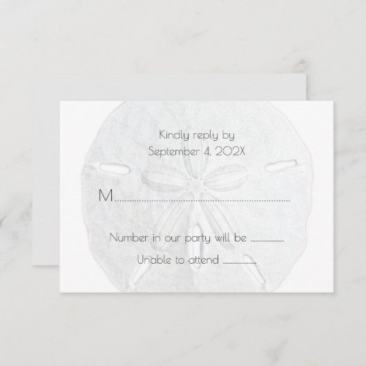 Sand Dollar UAWG Simple Neutral Beach Wedding RSVP Karte (Vorne/Hinten)