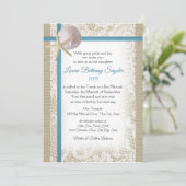 Sand Dollar und Lace Blue Bat Mitzvah Einladung (Stehend Vorderseite)