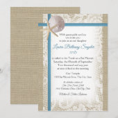 Sand Dollar und Lace Blue Bat Mitzvah Einladung (Vorne/Hinten)
