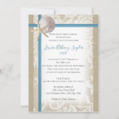 Sand Dollar und Lace Blue Bat Mitzvah Einladung (Vorderseite)