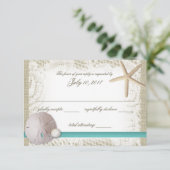 Sand Dollar und Pearl Response RSVP Karte (Stehend Vorderseite)
