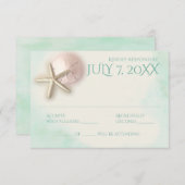 Sand Dollar und Starfish Aqua Minze Response RSVP Karte (Vorne/Hinten)