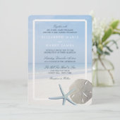 Sand Dollar und Starfish Beach Hochzeit Einladung (Stehend Vorderseite)