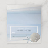 Sand Dollar und Starfish Beach Hochzeit Platzkarte (Außenseite Aufgefaltet)