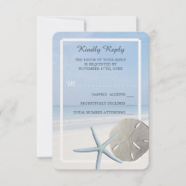 Sand Dollar und Starfish Beach Hochzeit RSVP Karte